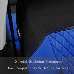 img 1 attached to TOYOUN Universal Car Seat Covers Full Set, Front Bucket Seat Covers & Rear Split Bench Back Seat Covers, Cloth Fabric Quilted, Black & Blue