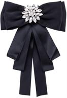 💎 rhinestone crystal ribbon brooches pin: elegant black pre tied bow tie collar jewelry for women girls - perfect for wedding party attire logo