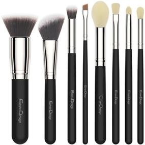 img 4 attached to 💄 EmaxDesign 8-Piece Silver Black Makeup Brush Set: Ideal for Flawless Face and Eye Makeup Application