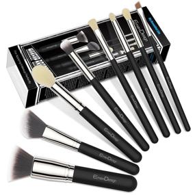 img 1 attached to 💄 EmaxDesign 8-Piece Silver Black Makeup Brush Set: Ideal for Flawless Face and Eye Makeup Application