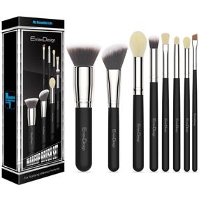 img 2 attached to 💄 EmaxDesign 8-Piece Silver Black Makeup Brush Set: Ideal for Flawless Face and Eye Makeup Application