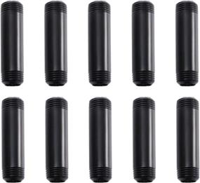 img 4 attached to 🛠️ Home TZH 10 Pack - 1/2" x 4" Black Painted Iron Pipe - Threaded Metal Pipe Nipples for DIY Projects, Furniture and Shelving Decoration