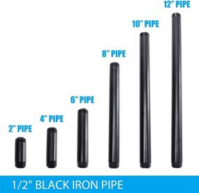 img 2 attached to 🛠️ Home TZH 10 Pack - 1/2" x 4" Black Painted Iron Pipe - Threaded Metal Pipe Nipples for DIY Projects, Furniture and Shelving Decoration