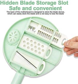 img 1 attached to 🥔 FISH'S CHOICE Mandoline Slicer Vegetable Cheese Food Spiralizer Potato BPA-Free Veggie 6 Blades (Green)