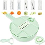 🥔 fish's choice mandoline slicer vegetable cheese food spiralizer potato bpa-free veggie 6 blades (green) logo