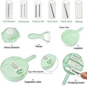 img 3 attached to 🥔 FISH'S CHOICE Mandoline Slicer Vegetable Cheese Food Spiralizer Potato BPA-Free Veggie 6 Blades (Green)