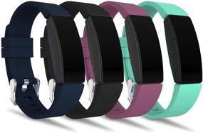 img 4 attached to Adepoy ремешки Fitbit Inspire HR для женщин и мужчин - регулируемые заменяемые браслеты, совместимые с Fitbit Inspire/Inspire HR/Ace 2, размеры: Большой, Малый, 4 штуки.