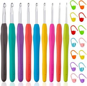 img 4 attached to 🧶 Vodiye 23 PCS Crochet Hooks Set: Ergonomic and Comfortable with Smooth Needles for Arthritic Hands, Includes Extra Long Knitting Needles and Stitch Markers