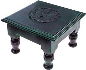 img 4 attached to Зеленый резной деревянный алтарный стол