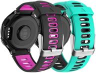 isabake compatible forerunner 735xt band soft silicone sport watch strap wristbands for forerunner 220 230 235 620 630 approach s20 s5 s6(green and rose red) logo