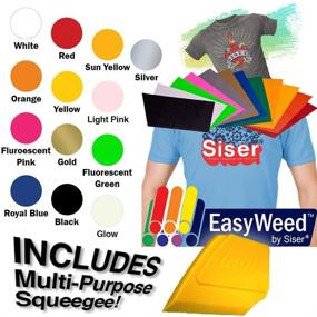 img 1 attached to Siser Graphic Clothing Heat Transfer Vinyl Wrap - 12x15 Sheet and Detailer Squeegee Combo (Sun Yellow)