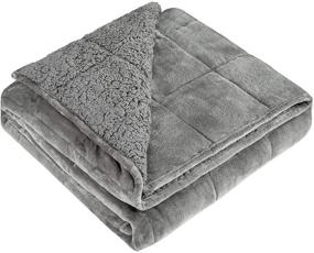 img 1 attached to 🛏️ Terrug Warm Sherpa Fleece Weighted Blanket for Adults and Kids - Thick Fuzzy Bed Blanket with Soft Flannel - Dual Sided Cozy Plush Grey Fluffy Blanket for Sofa, Bed, and Home (60x80 Inches, 20 lbs) - Grey