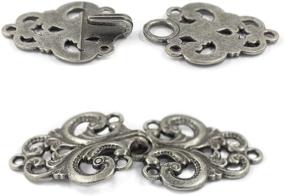 img 2 attached to 🌸 Bezelry 4 Pairs Sturdy Swirl Flower Cape or Cloak Clasp Fasteners - 65mm x 28mm - Gray Silver. Perfect Sew On Hooks and Eyes Cardigan Clip!