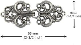 img 3 attached to 🌸 Bezelry 4 Pairs Sturdy Swirl Flower Cape or Cloak Clasp Fasteners - 65mm x 28mm - Gray Silver. Perfect Sew On Hooks and Eyes Cardigan Clip!