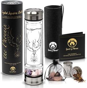 img 4 attached to 🔮 Phoenix Crystal Water Bottle: Loose Leaf Tea Infuser, Double Wall Glass for Hot and Cold Drinks. Includes Large Rose Quartz Crystal and Amethyst Stone. Eco-Friendly & Relaxing Gifts for Women.