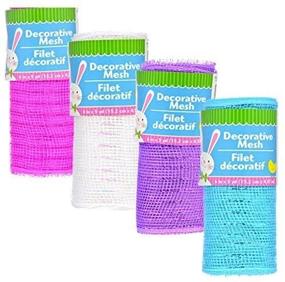 img 1 attached to 🎀 Versatile Decorative Mesh Rolls: Crafting Wreaths, Centerpieces & More, 5 Yards - Fushshia, Purple, White, Blue (4 Rolls)