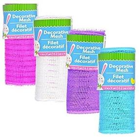 img 4 attached to 🎀 Versatile Decorative Mesh Rolls: Crafting Wreaths, Centerpieces & More, 5 Yards - Fushshia, Purple, White, Blue (4 Rolls)