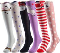 🧦 cute cartoon animal cotton knee high socks for kids—one size fits all! logo