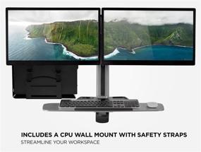 img 2 attached to 💻 Mount-It! Sit Stand Dual Monitor Wall Mount Workstation: Adjustable Computer Station with Keyboard Tray, Articulating Arm & CPU Holder