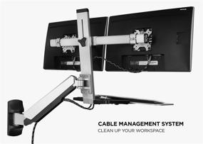 img 1 attached to 💻 Mount-It! Sit Stand Dual Monitor Wall Mount Workstation: Adjustable Computer Station with Keyboard Tray, Articulating Arm & CPU Holder