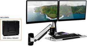 img 3 attached to 💻 Mount-It! Sit Stand Dual Monitor Wall Mount Workstation: Adjustable Computer Station with Keyboard Tray, Articulating Arm & CPU Holder