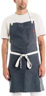 🍽️ caldo linen kitchen apron for cooking - unisex linen bib apron for professional chefs, servers, or baristas - adjustable with pockets (slate) logo