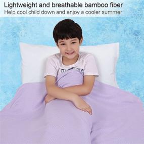 img 3 attached to 🔥 Lukeight Cooling Summer Blanket for Kids - Cool Lightweight Bamboo Blanket | Absorbs Body Heat for Hot Sleepers & Hot Flashes | Comfortable All Season Thin Blanket (30x39inches, Purple)