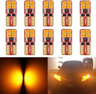 🌟 phinlion сверхяркие светодиодные лампы для автомобиля, освещение салона, карты, дверей, номерного знака - t10, 168, 194, 2825, желтый янтарь (упаковка из 10 штук) логотип