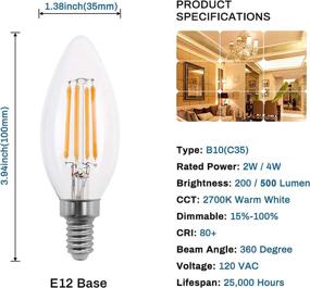 img 3 attached to 💡 Dimmable LED Filament Candelabra Chandeliers - Equivalent to Traditional Candelabras