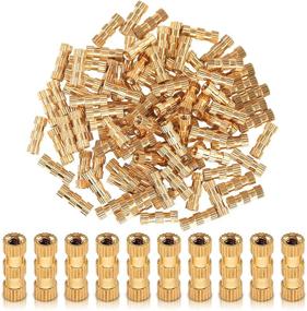 img 4 attached to 🔩 Hilitchi 100 Pcs Brass Knurled Threaded Insert Nuts for 3D Prints & Projects, M2x10mmx3.5mm Female Thread Embedment Parts