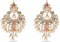 💎 tarinika ehimay gold-plated indian cz dangle earrings - white red green: exquisite ethnic jewelry for a luxurious look! logo