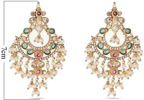 img 1 attached to 💎 Tarinika Ehimay Gold-Plated Indian CZ Dangle Earrings - White Red Green: Exquisite Ethnic Jewelry for a Luxurious Look!