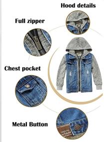 img 2 attached to Optimized Search: Mallimoda Kids Boys Girls Denim Hooded Jacket with Zipper - Stylish Outerwear Coat