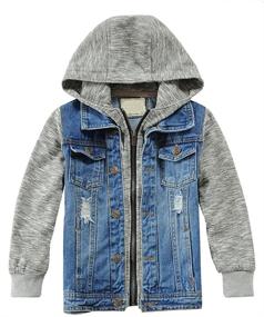 img 4 attached to Optimized Search: Mallimoda Kids Boys Girls Denim Hooded Jacket with Zipper - Stylish Outerwear Coat