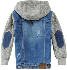 img 3 attached to Optimized Search: Mallimoda Kids Boys Girls Denim Hooded Jacket with Zipper - Stylish Outerwear Coat