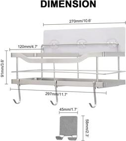 img 2 attached to 🚿 Нержавеющая сталь NearMoon 2-в-1 душевая корзина полка - Легкая установка ванной комнаты органайзер с крючками - Настенный крепеж для хранения продуктов, 2 штуки