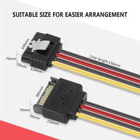 img 1 attached to 💻 Benfei 3 Pack 15 Pin SATA Power Extension Cable - Male to Female Extender Adapter for Hard Drive Disk, HDD, SSD, PCIE - 8 inches Length