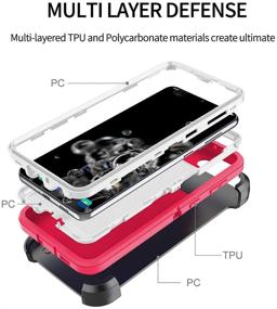 img 1 attached to Szfirstey Case With Belt-Clip Holster For Galaxy S21 Drop Full Body Rugged Shock Dust Proof Military Protective Tough Durable Phone Cover Heavy Duty For Samsung S21 (Hot Pink/White)