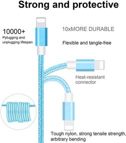 img 2 attached to 🔌 4-Pack 10ft кабели зарядки для iPhone (10/6/6/3 фута) MFI сертифицированы, быстрая зарядка и передача данных, совместимы с iPhone 12 Mini/11 Pro Max/XS XR X/8/7/6S Plus/SE/5S/5C/5, iPad, AirPods Pro.