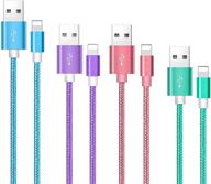 🔌 4-pack 10ft кабели зарядки для iphone (10/6/6/3 фута) mfi сертифицированы, быстрая зарядка и передача данных, совместимы с iphone 12 mini/11 pro max/xs xr x/8/7/6s plus/se/5s/5c/5, ipad, airpods pro. логотип