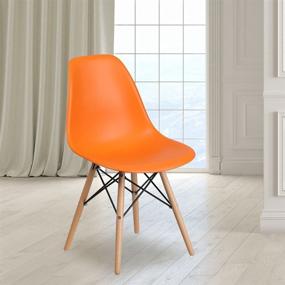 img 3 attached to 🪑 Stylish and Comfortable Flash Furniture Elon Series Orange Plastic Chair with Wooden Legs