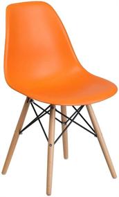 img 2 attached to 🪑 Stylish and Comfortable Flash Furniture Elon Series Orange Plastic Chair with Wooden Legs