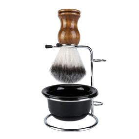 img 4 attached to 🪒 FALETO Men's Shaving Set - Stainless Steel Shaving Brush Stand Holder and Bowl for Wet Shaving