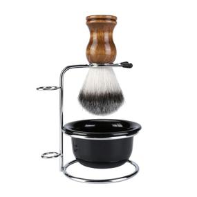 img 3 attached to 🪒 FALETO Men's Shaving Set - Stainless Steel Shaving Brush Stand Holder and Bowl for Wet Shaving