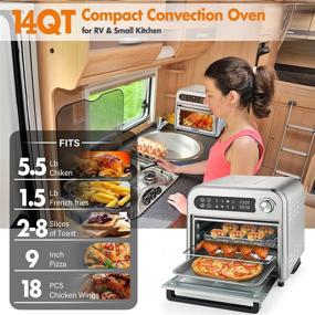 img 1 attached to 🥖 Compact 8-In-1 Toaster Oven Air Fryer, 6-Slice Convection Oven with Rapid 6-Infrared Heating, 1250W Dehydrator, Digital Time/Temp Control, Small Footprint, Oilless Roast-Grill-Bake, Recipes