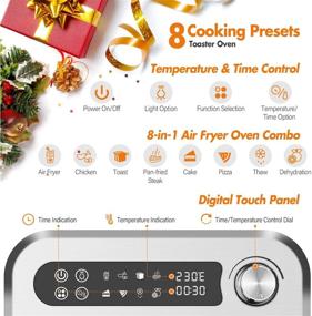 img 2 attached to 🥖 Compact 8-In-1 Toaster Oven Air Fryer, 6-Slice Convection Oven with Rapid 6-Infrared Heating, 1250W Dehydrator, Digital Time/Temp Control, Small Footprint, Oilless Roast-Grill-Bake, Recipes