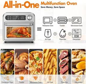 img 3 attached to 🥖 Compact 8-In-1 Toaster Oven Air Fryer, 6-Slice Convection Oven with Rapid 6-Infrared Heating, 1250W Dehydrator, Digital Time/Temp Control, Small Footprint, Oilless Roast-Grill-Bake, Recipes