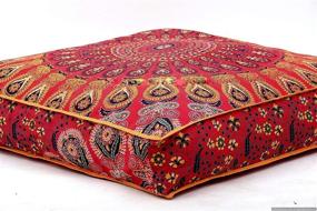img 1 attached to 🌺 Red Mandala Design Indian Floor Pillow Cushion Covers by Krati Exports