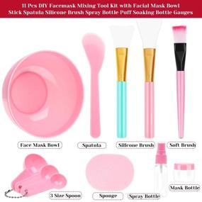 img 3 attached to 🎭 Facial Mask Mixing Set, Anezus 11-Piece DIY Face Mask Mixing Tool Kit with Bowl, Stick, Spatula, Silicone Brush, Spray Bottle, Puff, Soaking Bottle, and Gauges