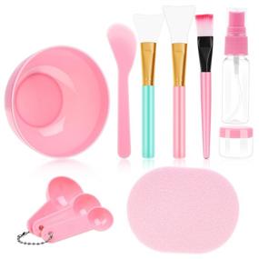 img 4 attached to 🎭 Facial Mask Mixing Set, Anezus 11-Piece DIY Face Mask Mixing Tool Kit with Bowl, Stick, Spatula, Silicone Brush, Spray Bottle, Puff, Soaking Bottle, and Gauges